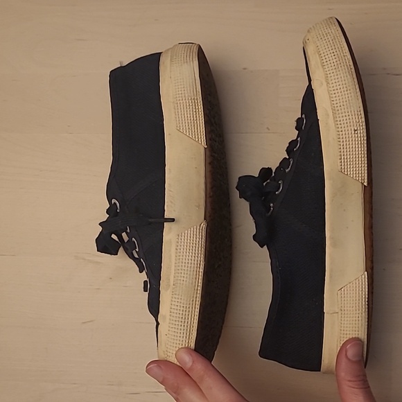 SUPERGA Navy Canvas Low Top Casual Sneakers - Picture 6 of 17